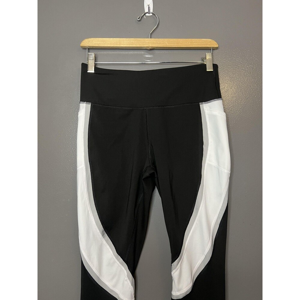 Avia Leggings Womens Medium Black White Colorblock Ankle Athletic Yoga Pants